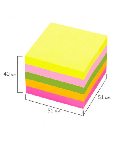 Блок самоклеящийся (стикеры) Staff 51х51 мм, 400 листов, 5 цветов 129349