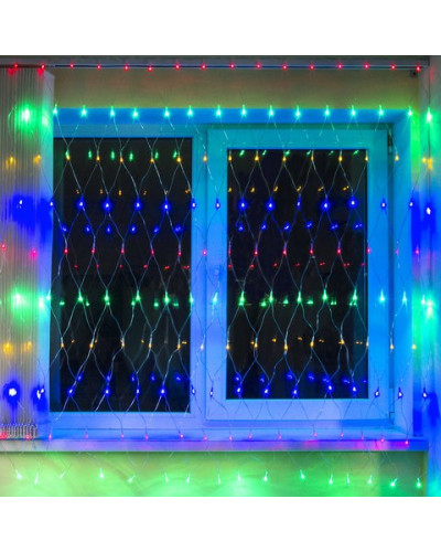 Светодиодная гирлянда для дома (мультиколор) Золотая Сказка Сеть, 160 LED, 1,5х1,5 м, 220V 591106