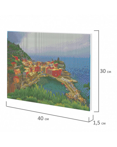 Алмазная мозаика 30х40 см Остров Сокровищ Прибрежный городок на подрамнике 662421