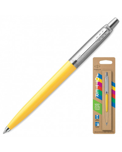 Ручка шариковая Parker "Jotter Orig Yellow", желтый, нержавеющая сталь, блистер, синяя, 143862