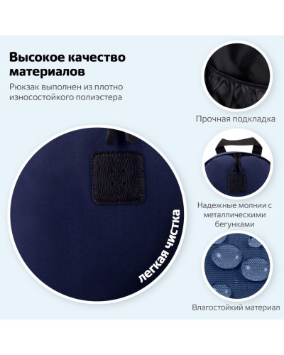 Рюкзак Brauberg Positive потайной карман, Dark blue, 42х28х14 см, 270775