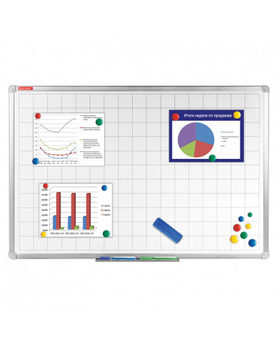 Доска магнитно-маркерная в клетку 60х90 см, алюминиевая рамка, Brauberg, 236862