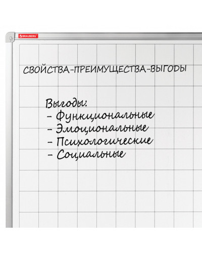 Доска магнитно-маркерная в клетку 60х90 см, алюминиевая рамка, Brauberg, 236862