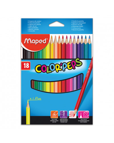 Карандаши цветные трехгранные Maped Color'Peps 18 цветов 183218