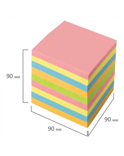 Блок для записей Brauberg куб 9х9х9 см, цветной 122341