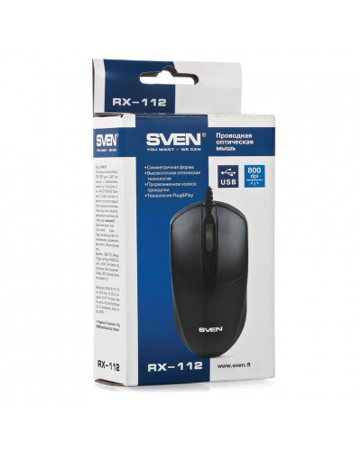 Мышь проводная оптическая USB Sven RX-112 (SV-03200112UB)