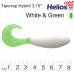 Твистер Helios Hybrid 3,15"/8,0 см, цвет White & Green 7 шт HS-14-016