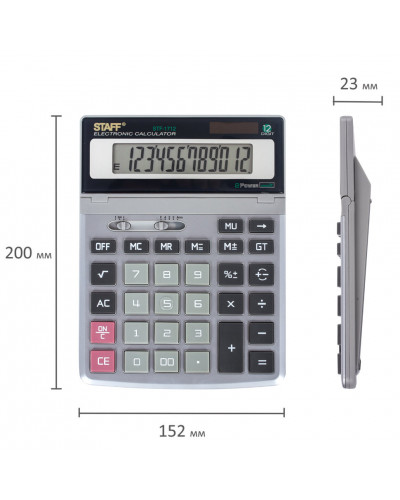 Калькулятор настольный металлический Staff STF-1712 12 разрядов 250121