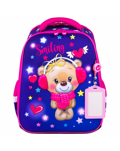 Ранец Brauberg FIT, 2 отделения, Smiling bear, 3D-панель, 38х27х14 см, 270614