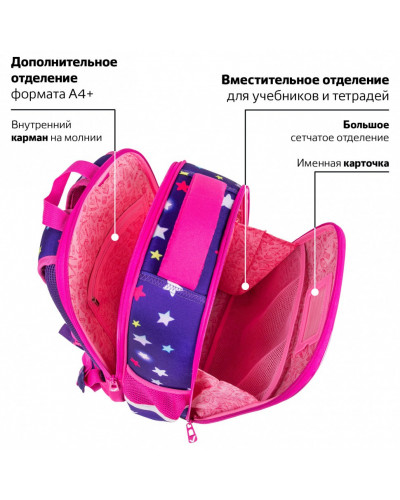 Ранец Brauberg FIT, 2 отделения, Smiling bear, 3D-панель, 38х27х14 см, 270614