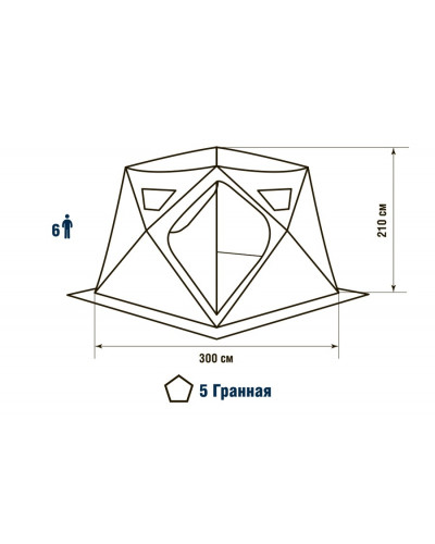 Зимняя палатка пятигранная Higashi Chum Pro DC трехслойная