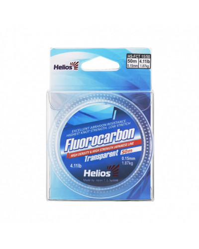 Леска флюорокарбон Helios Fluorocarbon 0,15мм 50м Transparent HS-FCT 15/50