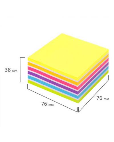 Блок самоклеящийся (стикеры) Brauberg 76х76 мм, 400 листов, 7 цветов 111350
