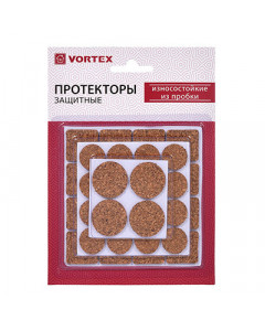 Протекторы износостойкие Vortex из пробки d20 мм, d28 мм, 25x25 мм 26006