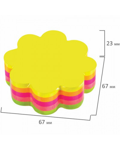 Блок самоклеящийся (стикеры) Brauberg Цветок 250 листов, 5 цветов 126691