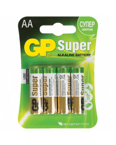 Батарейки алкалиновые GP Super LR06 (AA) 4 шт