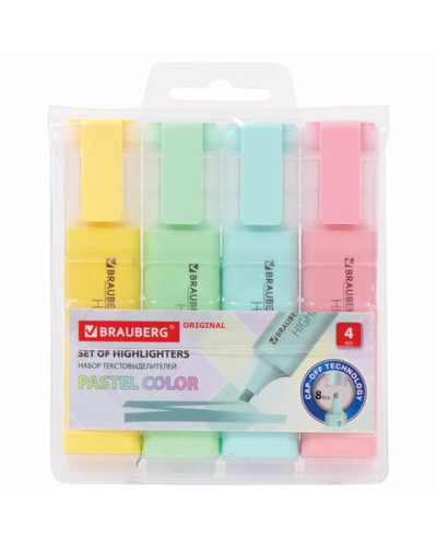 Набор текстовыделителей Brauberg Original Pastel 1-5 мм 4 цвета 151697