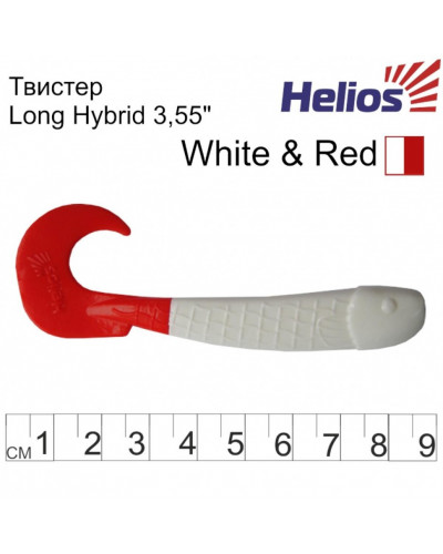 Твистер Helios Long Hybrid 3,55"/9,0 см, цвет White RT 7 шт HS-15/1-003