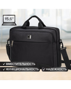 Сумка-портфель Brauberg "Protect" с отдел. для ноутбука 15,6", 2 отделения черная, 30х40х7см 270831