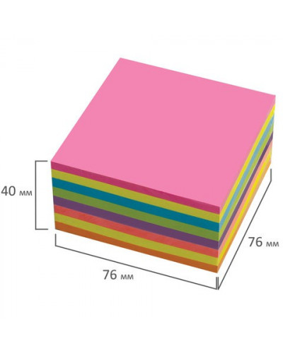 Блок самоклеящийся (стикеры) Brauberg 76х76 мм, 400 листов, 8 цветов 126686