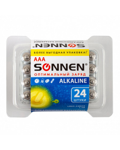 Батарейки алкалиновые Sonnen Alkaline LR03 (ААА) 24 шт 455096