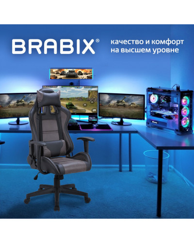 Кресло компьютерное Brabix GT Racer GM-100 ткань/экокожа, черно-коричневое 531819