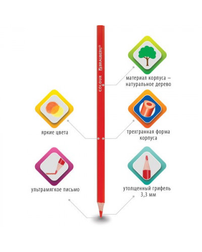 Карандаши цветные трехгранные 18 цветов 3,3 мм 181652