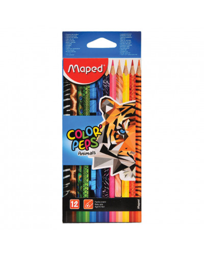 Карандаши цветные трехгранные Maped Color'Peps Animals 12 цветов 832212