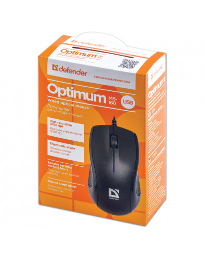 Мышь проводная оптическая USB Defender Optimum MB-160 (52160)