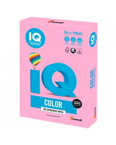 Бумага цветная для принтера IQ Color А4, 80 г/м2, 500 листов, розовая, NEOPI