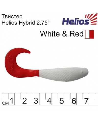 Твистер Helios Hybrid 2,75"/7,0 см, цвет White RT 7 шт HS-13/1-003