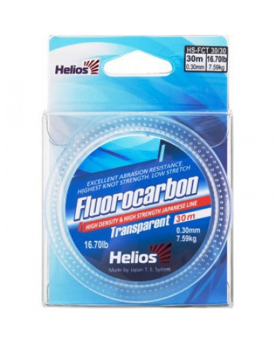 Леска флюорокарбон Helios Fluorocarbon 0,30мм 30м Transparent HS-FCT 30/30