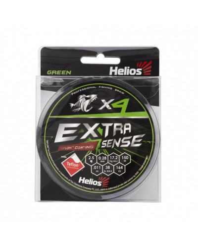 Шнур плетеный Helios Extrasense X4 PE 2.5/38LB 0,28мм 150м Green HS-ES-X4-2.5/38LB