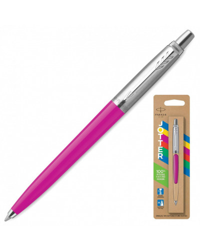 Ручка шариковая Parker "Jotter Orig Magenta", розовый, нержавеющая сталь, блистер, синяя, 143861