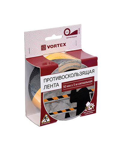 Противоскользящая лента Vortex 5х500 см сигнальная черно-желтая 24160